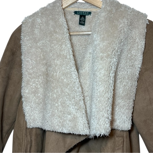 Lauren Ralph Lauren Brown Faux Shearling Open Draped Waterfall Jacket Size S - Picture 7 of 13